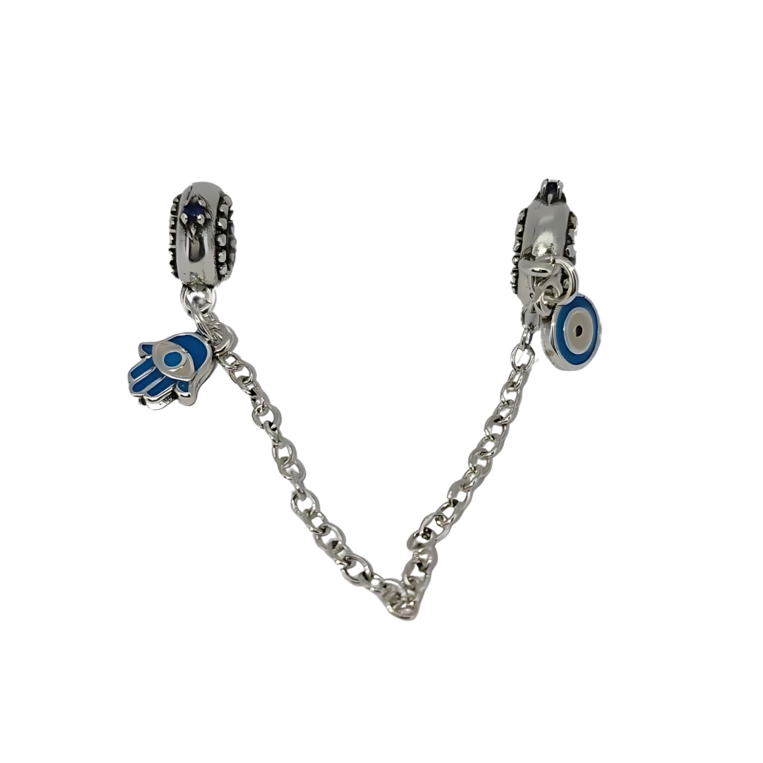 Hamsa Hand and Evil Eye Illuminous Chain Spacer Charm for Charm Bracelets from Boujee Ice