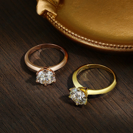 Solitaire Rose Gold Diamond Ring and Solitaire Gold Diamond Ring