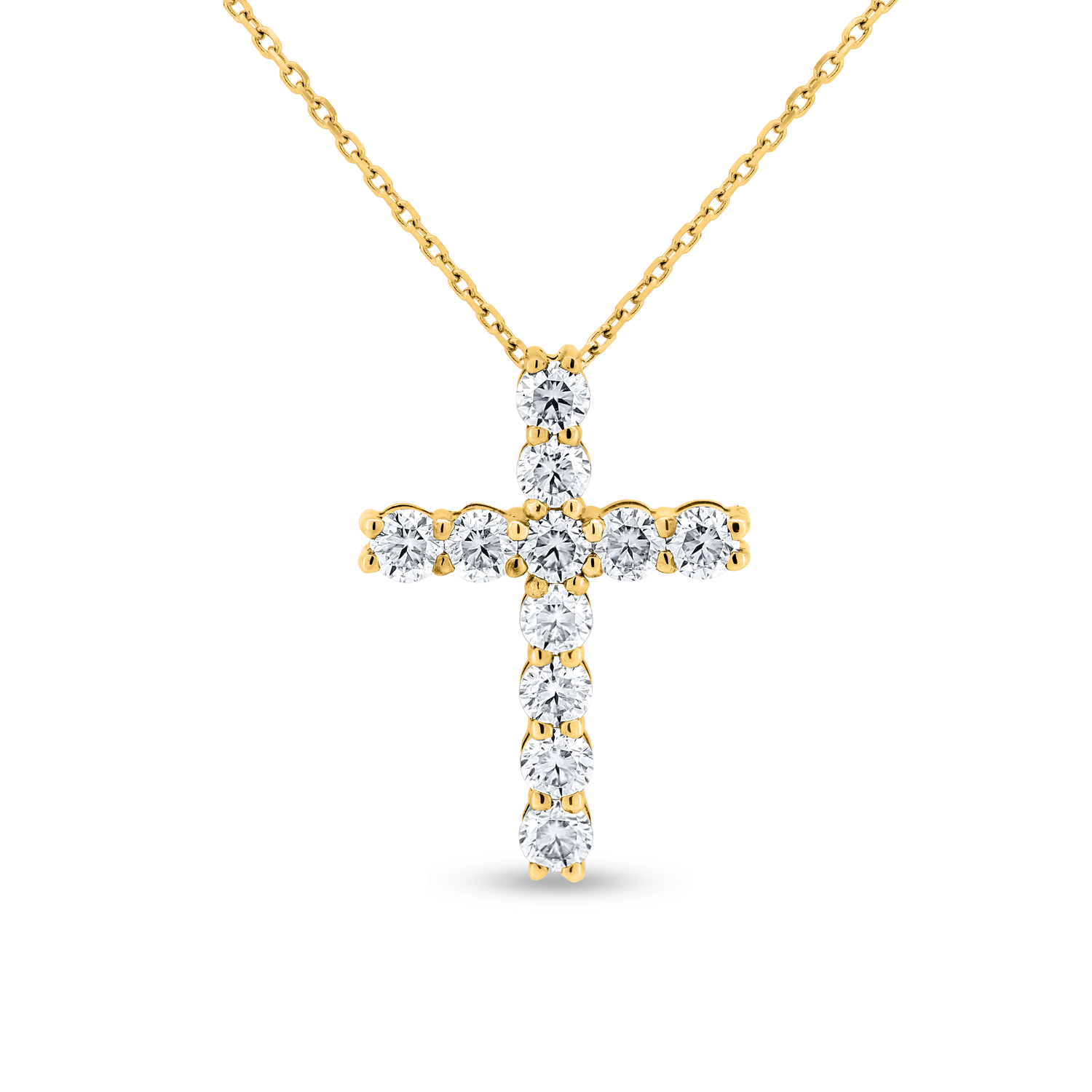 Beautiful Solid Gold Moissanite Diamond Cross Pendant Necklace