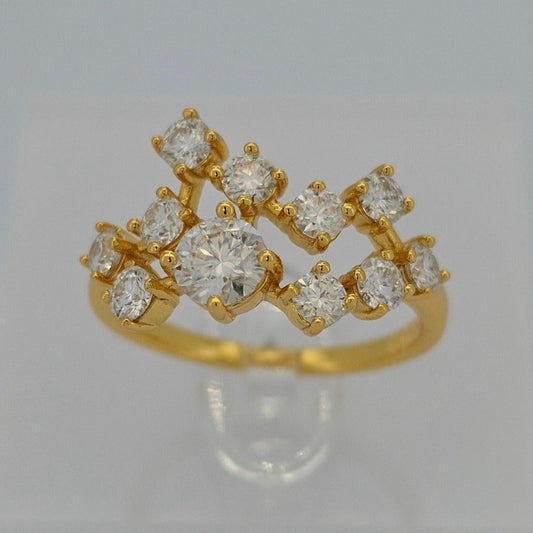 Solid Gold Brilliant Cut Diamond Cluster Design Ring