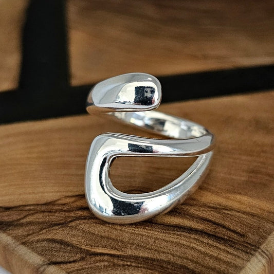 Sterling Silver Smooth Hip Designer Ring from Boujee Ice