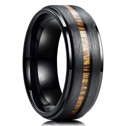 Black Brushed Koa Inlay Ring