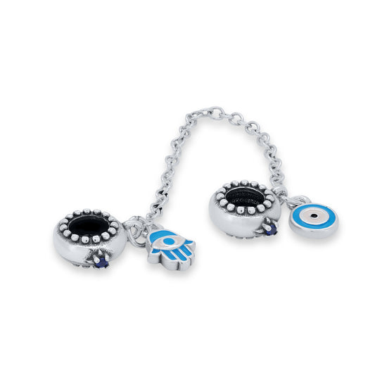Hamsa Hand and Evil Eye Illuminous Chain Spacer Charm for Charm Bracelets from Boujee Ice