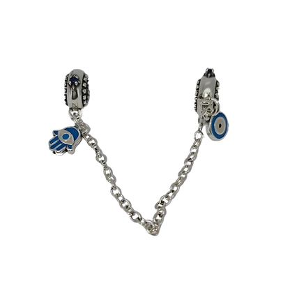 Hamsa Hand and Evil Eye Illuminous Chain Spacer Charm for Charm Bracelets from Boujee Ice