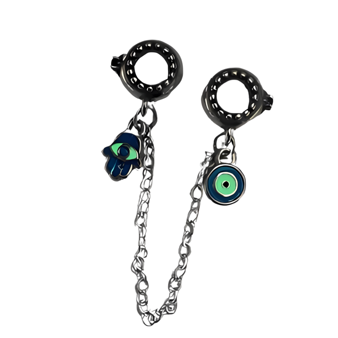 Hamsa Hand and Evil Eye Illuminous Chain Spacer Charm for Charm Bracelets from Boujee Ice