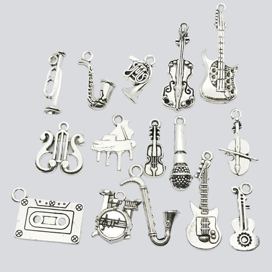 Mixed Antique Musical Instrument Charms For Jewellery Making (15pc) from Boujee Ice