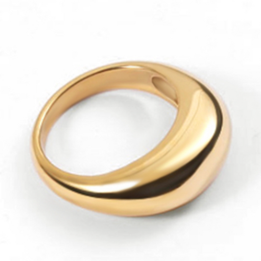 14 Karat Gold Plated Stainless Steel Dome Ring by Boujee Ice