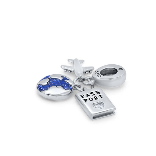 Globe, Passport and Plane Charm for Charm Bracelet by Boujee Ice