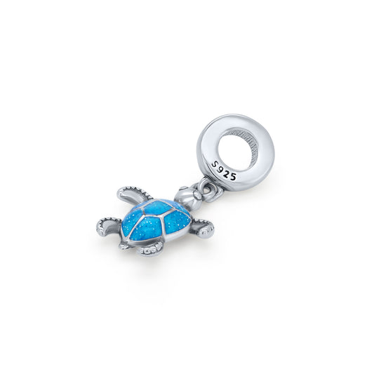 Ocean Themed Cute Illuminous Blue Turtle Charm for Charm Bracelets from Boujee Ice
